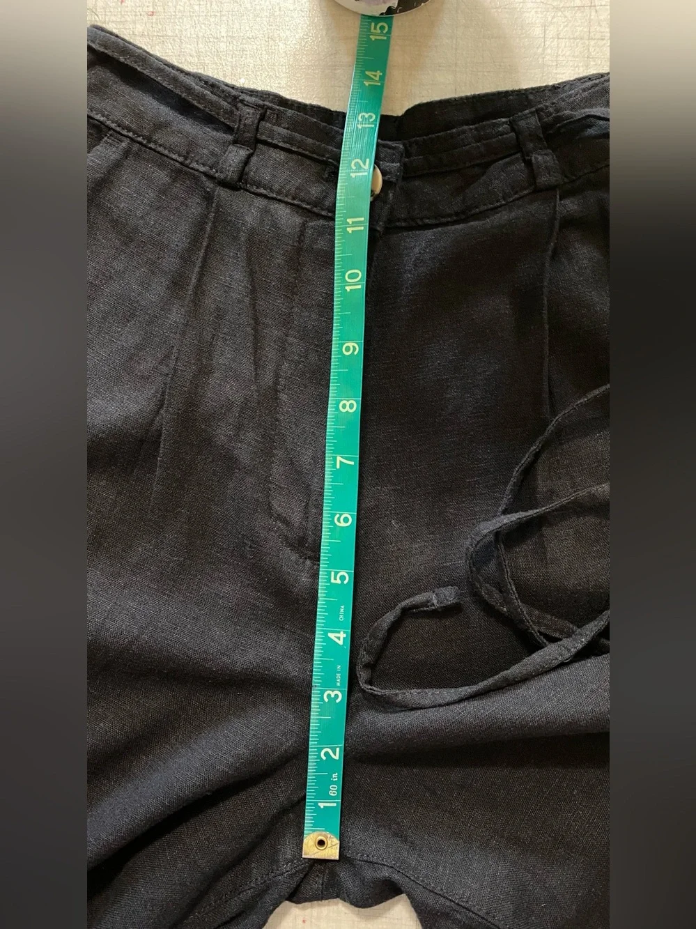 H&M Black linen Wide-Leg High-Waist Pants with Tie